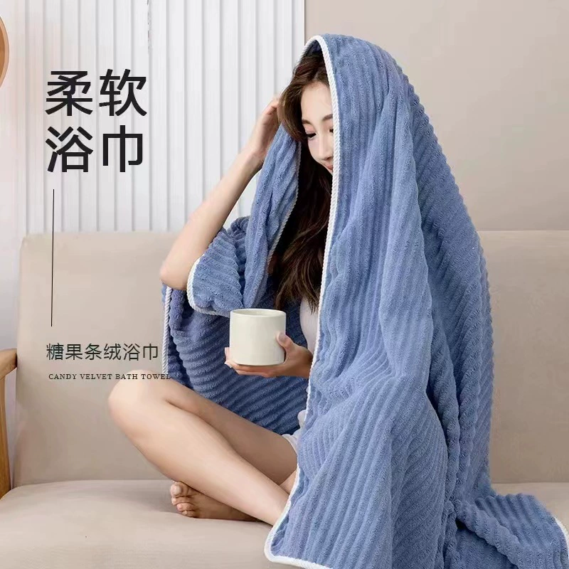 Candy strip Коралловое флисовое полотенце для лица женская шапочка для душа шапочка для сушки волос взрослое полотенце подарок набор из трех предметов поддержка генерации волос