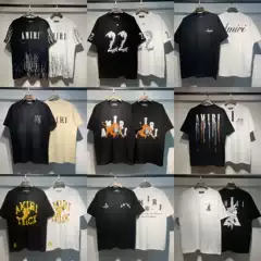 [260g] am Peace Pigeon Flow Paint Graffiti Letters Star Classic logo Printing Short Sleeve Couple T-shirt iri