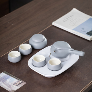 Japanese-Style Modern Side-Handle Teapot and Teacup Set for Home Use, Simple Travel Kung Fu Tea Set, All-Season Hotel Tea Set