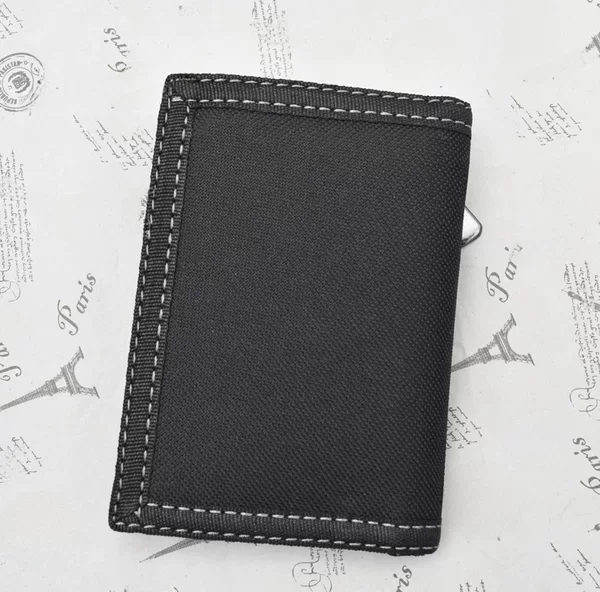 Three-fold Short Pure Black Wallet Men's Vertical Korean Style Women's Velcro Wallet Children's Student's Casual Wallet