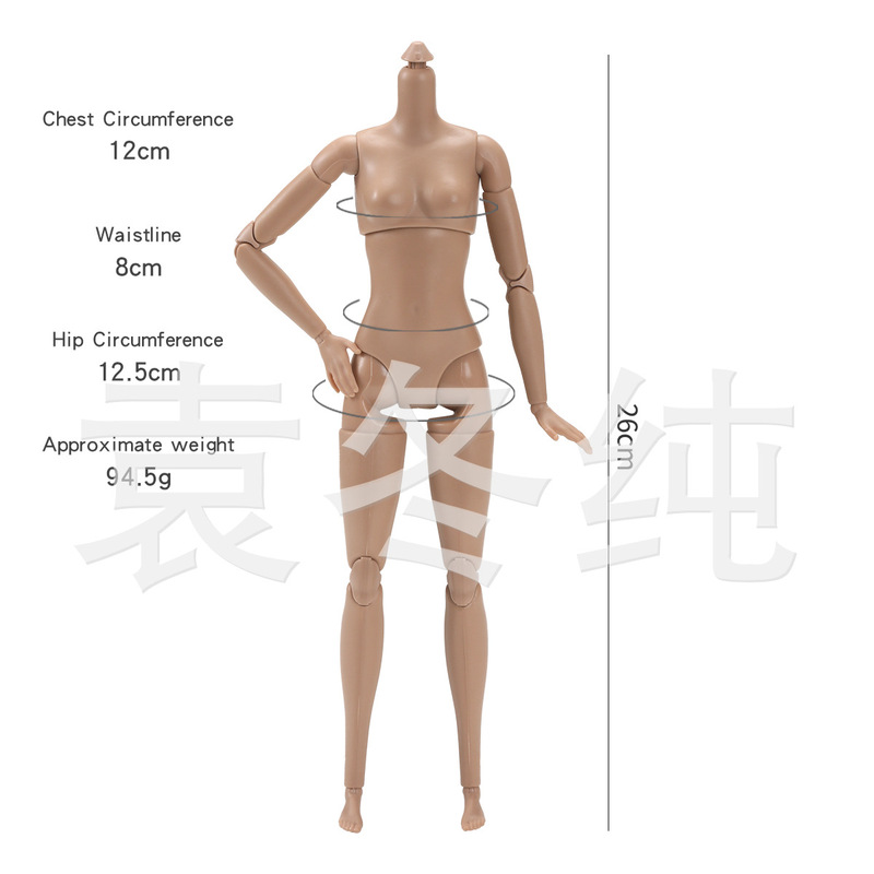 6-Point Doll Body, Genuine Barbie Quality, 22 Joints, Yoga Body, Regular Skin Tone, White Skin Tone, Dark Brown Skin Tone