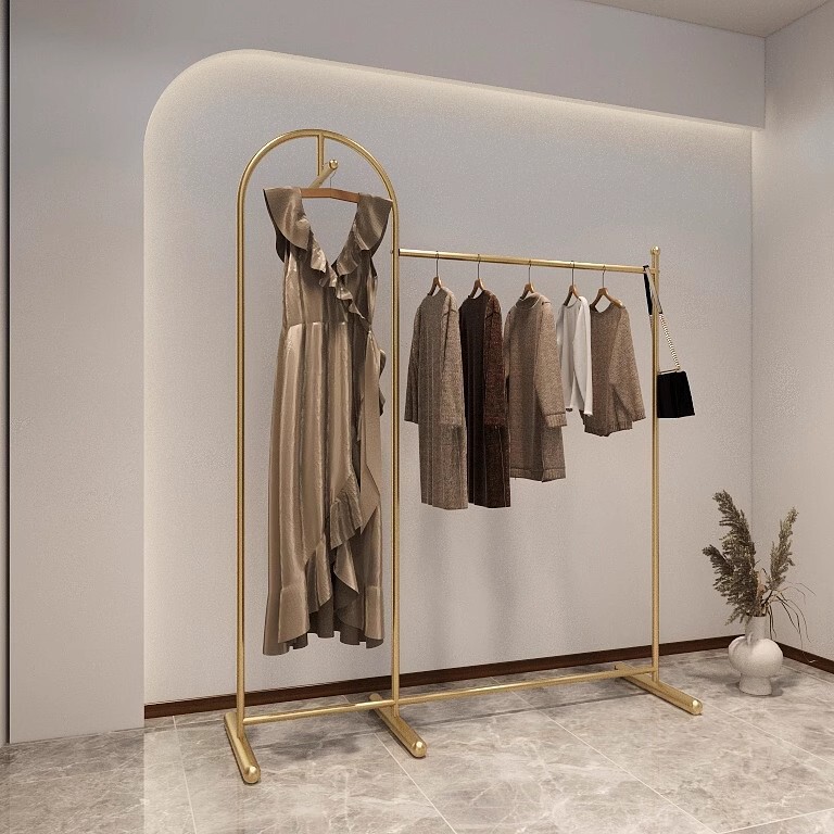 Clothing Store High-end Display Floor-to-Floor Girl's Children's Clothing Store Nakajima Display Hanger Creative Golden Shelf Paint-free