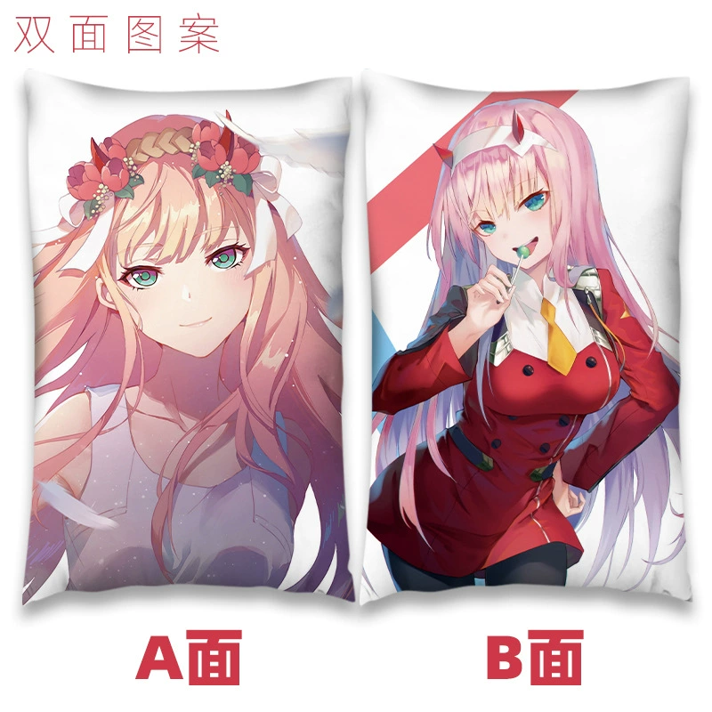 02 Аниме подушка Darling in the Franxx Окружение квадрат половина тела двусторонняя и другая часть тела прислонена к подушке