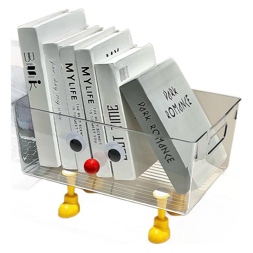 Linda y creativa caja de almacenamiento transparente de escritorio con tapa a prueba de polvo, organización de artículos diversos, estante de almacenamiento para productos de maquillaje y cuidado de la piel