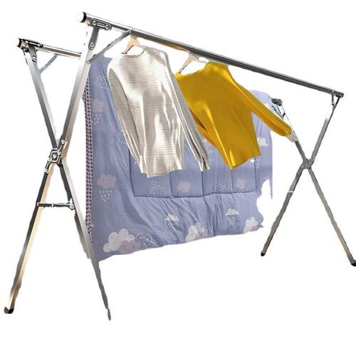 X-type stainless steel floor-standing clothes drying rack foldable indoor and outdoor floor clothes drying rack double-pole balcony telescopic clothes drying rod