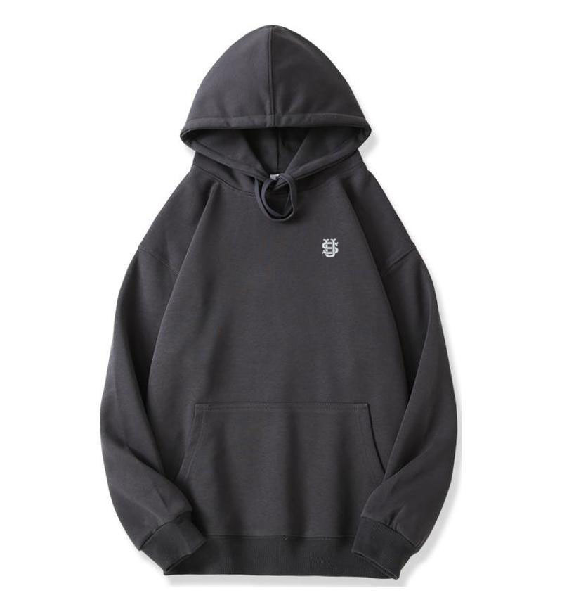 Herren Hoodie Mit Fleecefutter, Bestickter Silver Fox Pullover_voghion.com