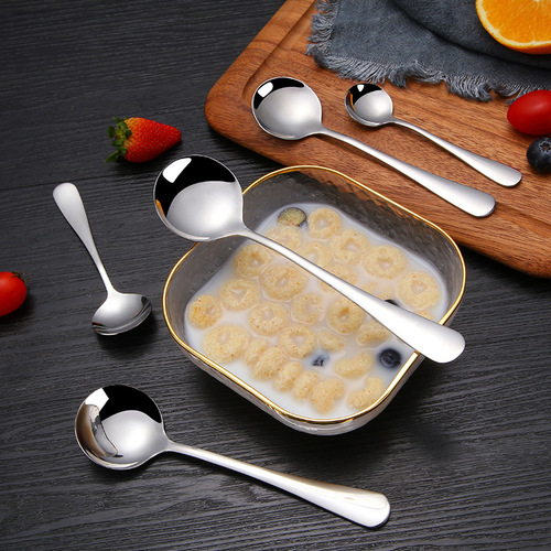 Korean-style stainless steel spoon, serving spoon, stirrer, coffee household dessert student children meal spoon soup spoon seasoning salt spoon