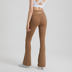 lulu瑜伽褲喇叭褲外穿闊腿緊身顯瘦高腰蜜桃提臀裸感運動健身褲