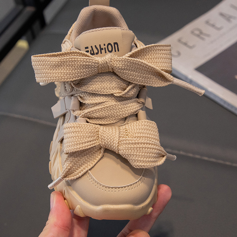 Populära pappaskor för flickor 2023 Höstnyhet Populär rosettknut Lättvikts Mjuk sula Sportskotrend för barn_voghion.com