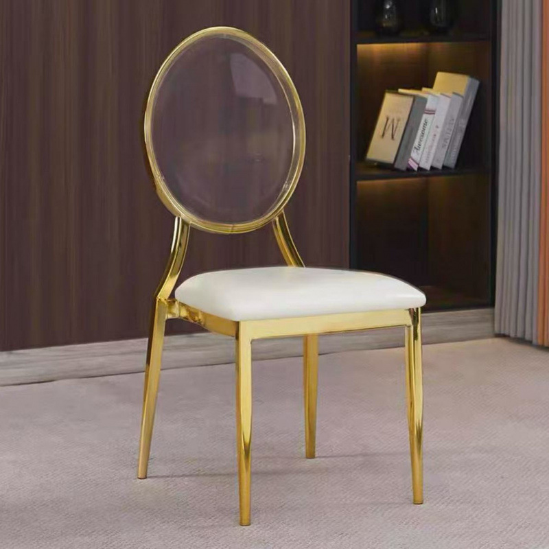Fabricante de suministro de salón de bodas salón de banquetes oro plata Napoleón silla de hotel silla de bambú silla de cristal salón silla de respaldo redonda
