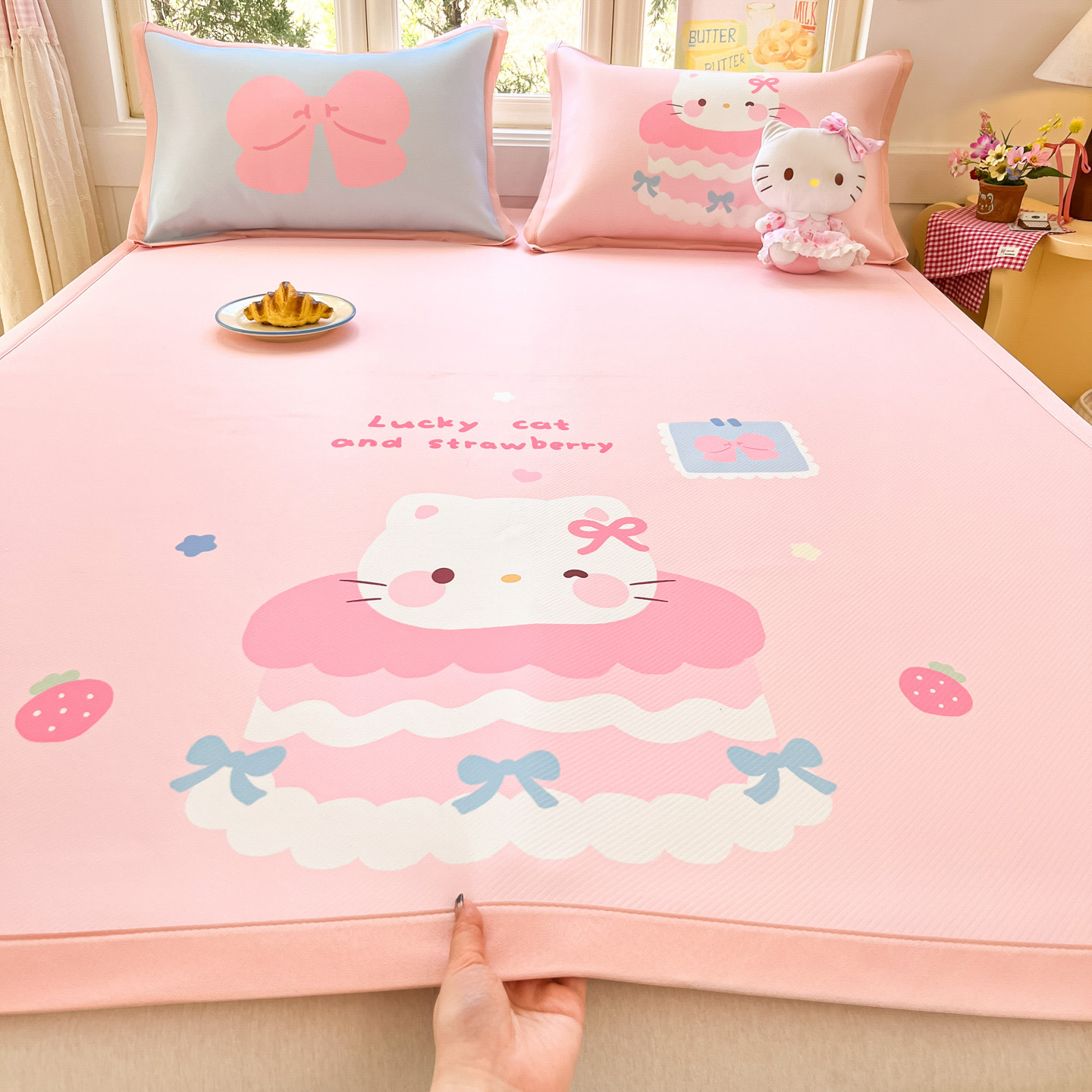 Verano A clase Hielo estofilla madre-infanto grado lavable máquina sensación de frijoles aire acondicionado suave estofilla dormitorio estofilla de tres piezas