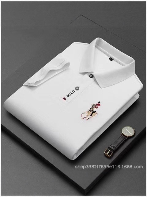 Popular Young and Middle-Aged Summer New Business Casual Men's Short-Sleeved T-Shirt Thin Pure Color Men's Top Polo Shirt