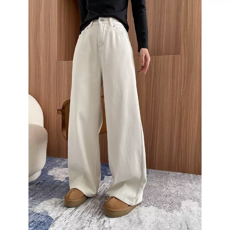 司南 新晋裤王 梨形身材垂感直筒阔腿拖地加绒牛仔裤显瘦 SN6915