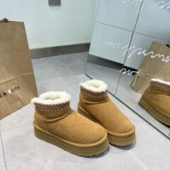 PRUGGI秋冬新款厚底增高民族风刺绣雪地靴女鞋增高保暖防滑女加厚