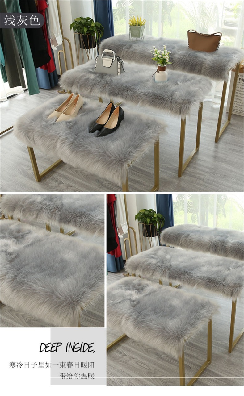 Plush Carpet Clothing Store Window Display Stand Plush Decorative Blanket Table Counter Flow Table White Imitation Wool Mat