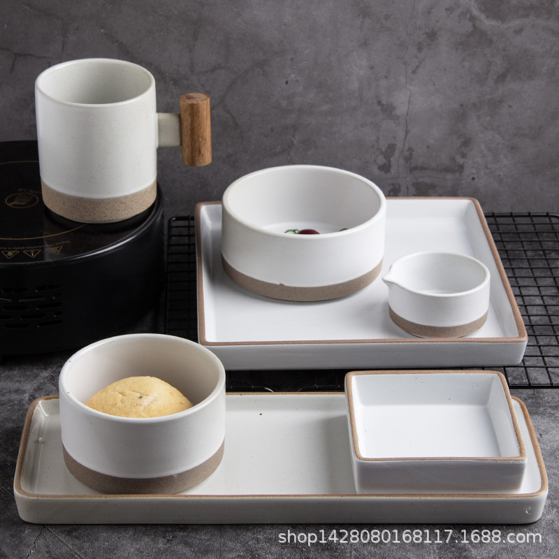 Coreano ins estilo blanco taza de café placa cuadrada cena conjuntos