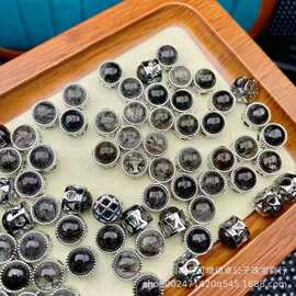 天然黑发晶圆形魔盒DIY配件精挑细选颜色鲜艳