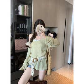假两件长袖针织衫女2025春季新款小众设计感纯欲风别致气质上衣潮