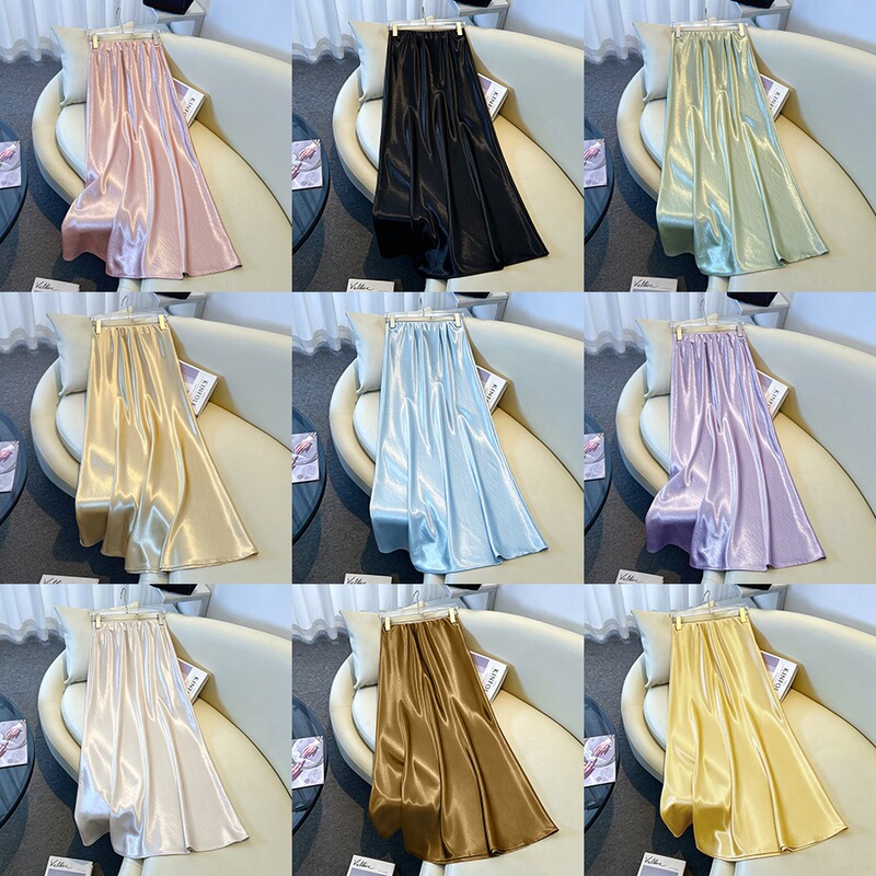 Real Shot of New Chinese-Style Oriental Classical Charm Loose Drape Improved Hanfu Satin Glossy Solid Color Fishtail Skirt Real Shot of New Chinese-Style Oriental Classical Charm Loose Drape Improved Hanfu Satin Glossy Solid Color Fishtail Skirt