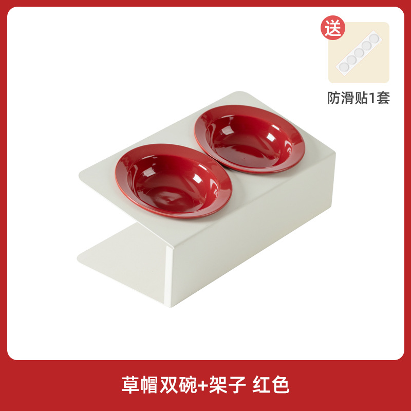 Cerámica de alto valor bd tazón doble para mascotas tazón para gatos protección de la columna cervical anti-volcado juego de tazón para gatos de grano de agua potable de gran calibre