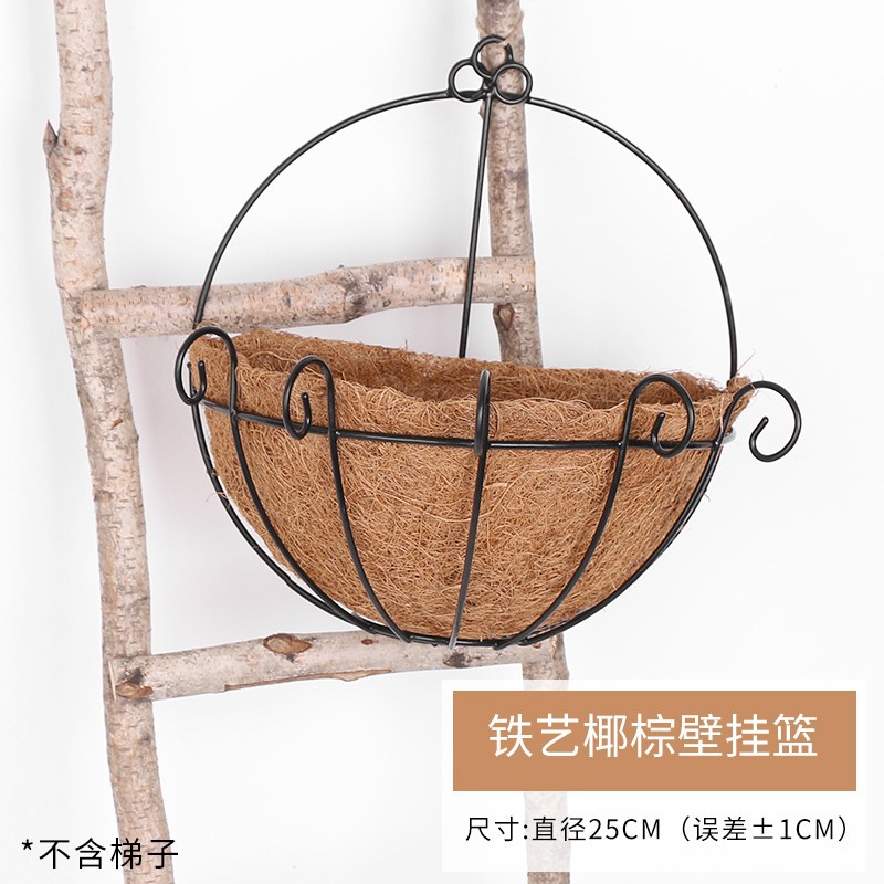 Cesta colgante de hierro para flores, seda artificial, semimanual, tejido, para decoración interior image 8