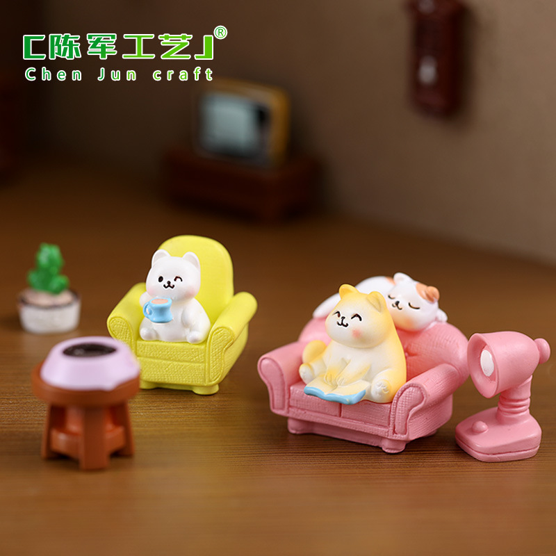 新款猫咪的日常生活微景观DIY造景装饰配件 猫咪的日常树脂小摆件|undefined