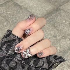 2024 New Style Nail Wearable Nail Art Removable False Nails Short Butterfly Bow Nail Sheet Nail Sticker