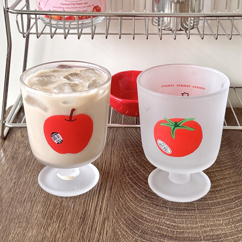 Medieval Style Tomato Glass Niche Ins Style Cup Juice Drink Cup Christmas Retro Apple Glass Cup
