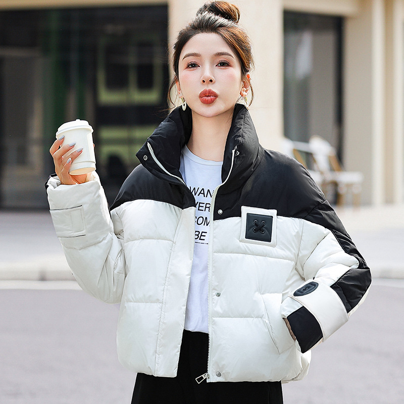 2025 ropa de algodón de pluma para mujeres gruesa corta encapuchada abrigo de moda suelto delgado chaqueta de algodón de invierno ropa de pan caliente