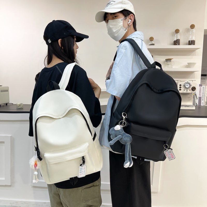 日系ins书包女简约百搭纯色大容量初高中生背包潮流男女款双肩包