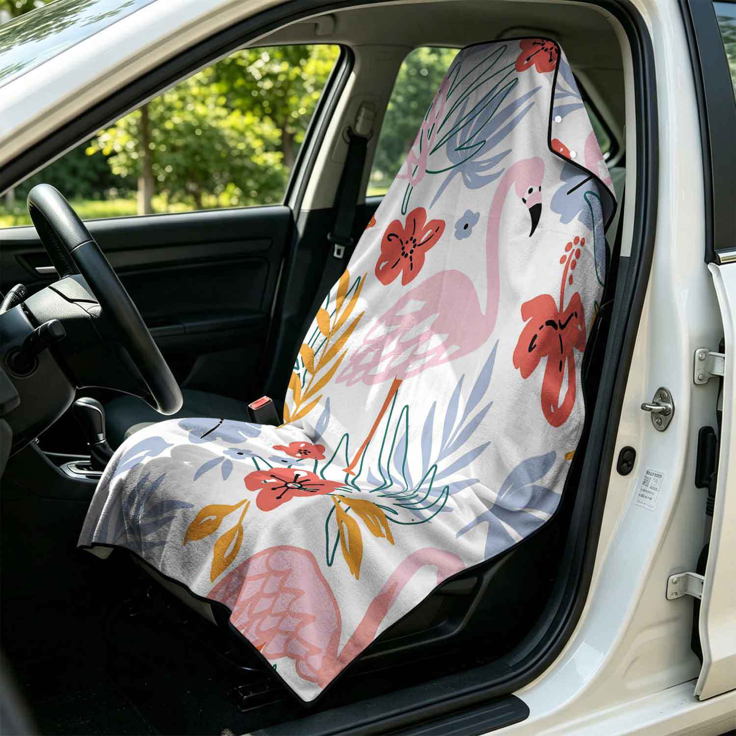 Printed bath towel and car seat cover 2-in-1, ultra-fine fiber outdoor beach and car dual-use universal seat cushion