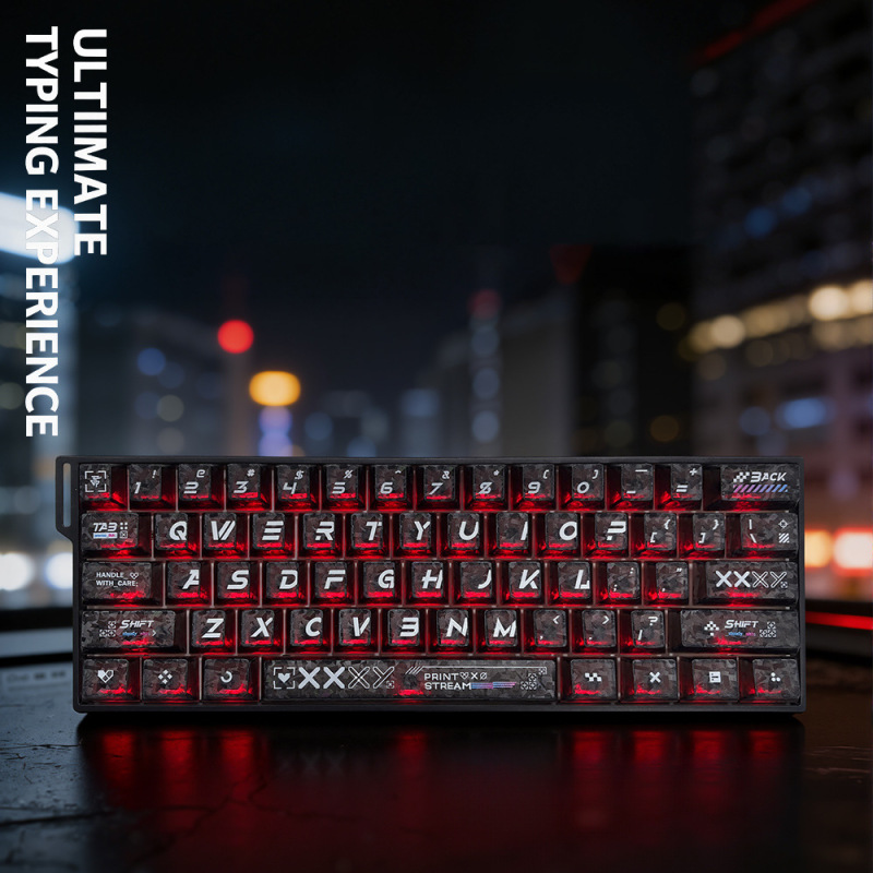 Cross-Border Best-Selling Printed Carbon Pattern Keycaps English/Korean/Russian Pc Translucent Mechanical Keyboard Multi-Language Keys
