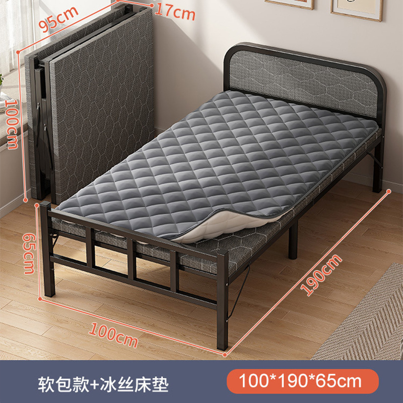 Cama plegable Hogar individual Multifuncional Cama de almuerzo de 1,2 m Casa de alquiler para adultos Oficina Placa dura Cama de hierro Acompañado