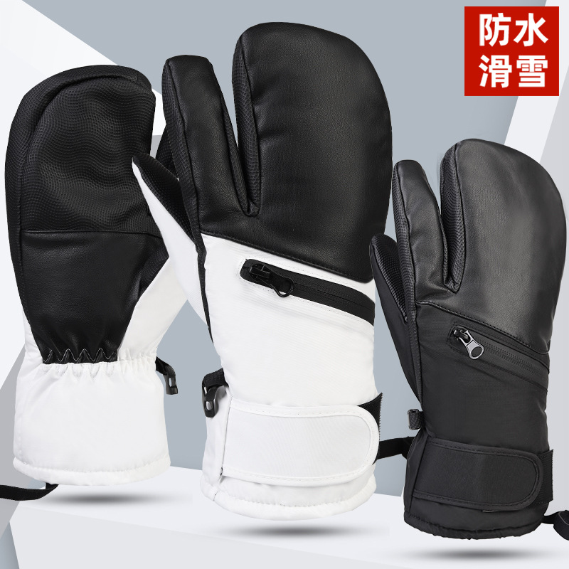 Invierno con bolsa impermeable, hombre y mujer, esquí de monopatín de invierno, calor, desgaste, ciclismo antideslizante, viento, frío, impermeable y guante de dedo