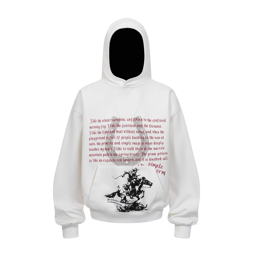 Trendy Knight Character Print Hoodie Loose Fit Men's Spring Autumn Casual Niche Pullover_voghion.com