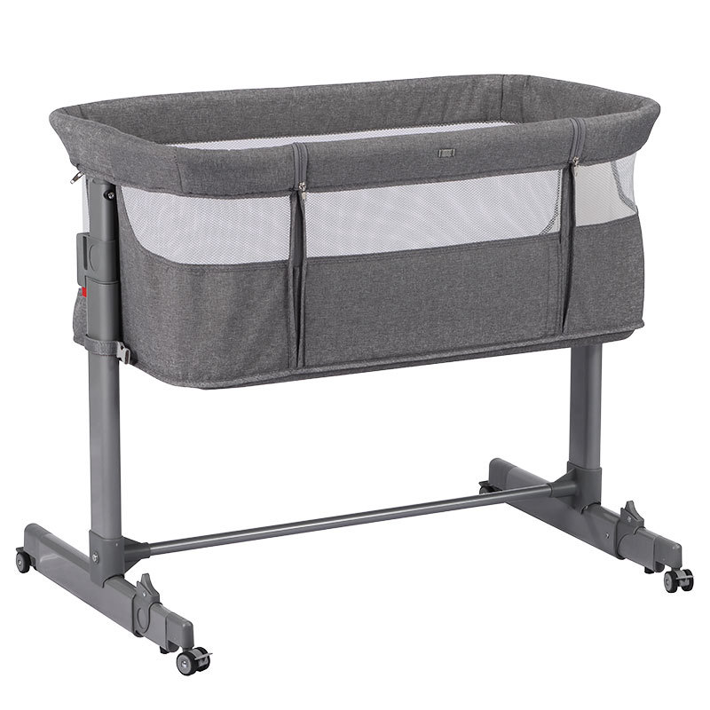 Cama de cuna plegable móvil ajustable de altura, cama de bebé portátil, cama de empalme para bebé multifuncional