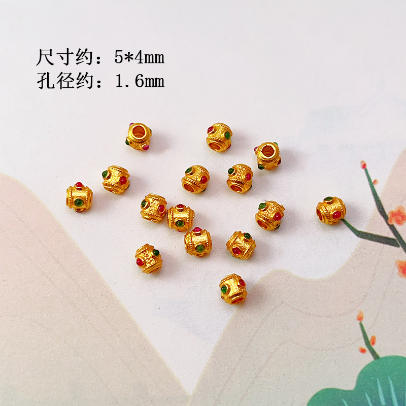 S925 Silver Gold-Plated Heart Flower Crowe Heart Zircon Through-Hole Accessories Spacer Beads Barrel Beads Bracelet DIY Semi-Finished