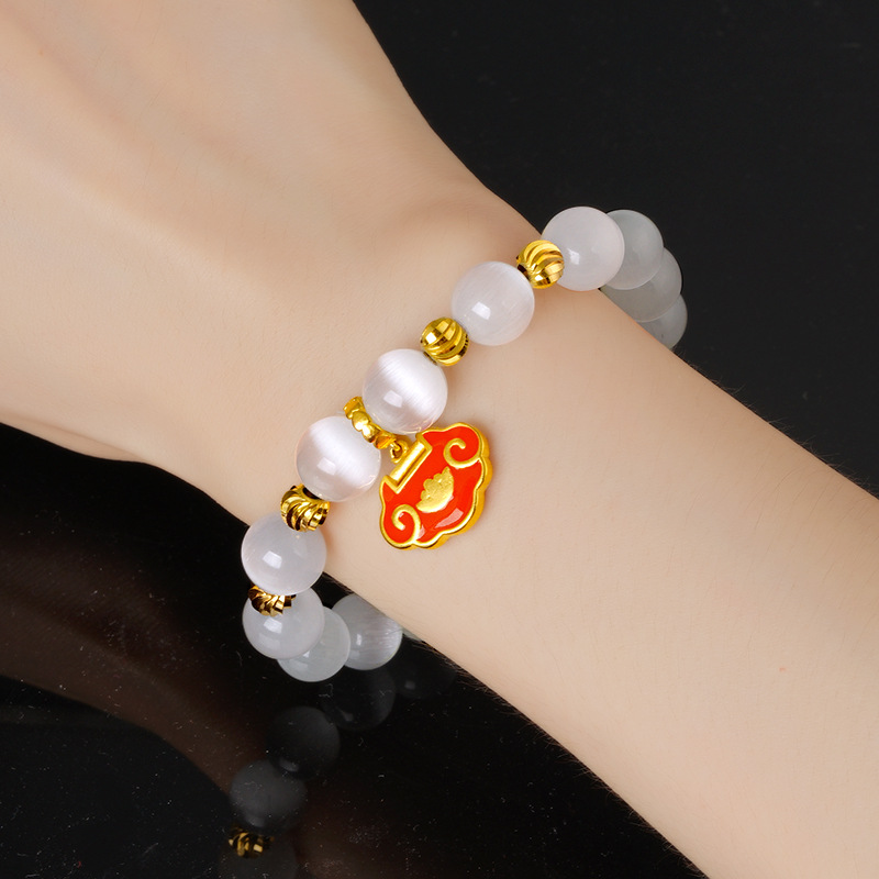 Nuevo oro plateado Lucky Lotus pulsera de esmalte de color, vintage pulsera de la suerte para las mujeres, al por mayor