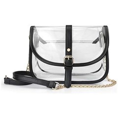 Amazon Cross-border Transparent Saddle Lady Shoulder Bag Chain Single Shoulder Handbag Wallet New Waterproof
