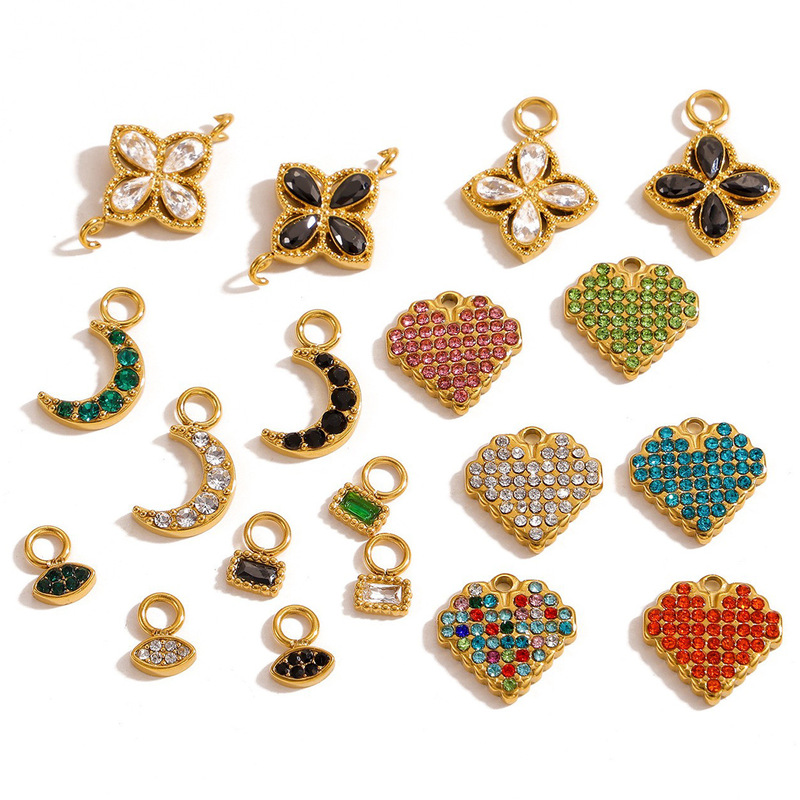 Micro-Studded Diamond Butterfly Lightweight Design Stainless Steel 18K Starry Sky Theme DIY Jewelry Zircon Moon Jewelry