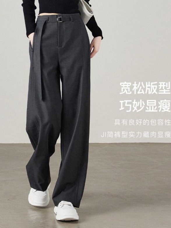 2025春秋季新款女宽松显瘦高腰阔腿直筒西装裤休闲拖地裤女|undefined
