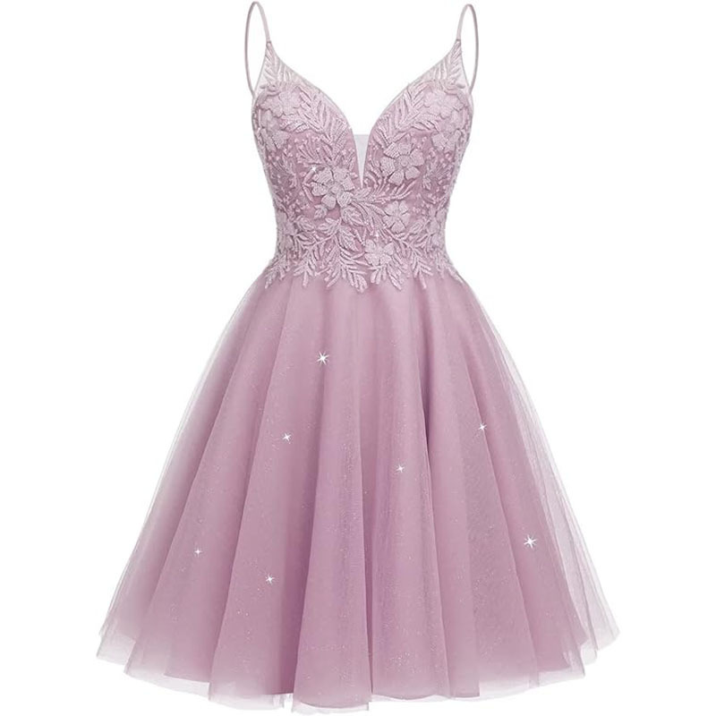 Amazon shiny tulle homecoming dress short lace ball gown teen cocktail party dress for women