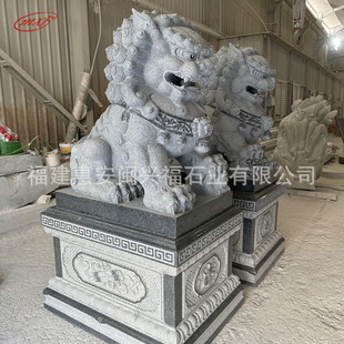 Large Huian Stone Carving Ancestral Temple Temple Beijing Lion Granite Stone Carving Lion Pair Company Door Ornaments Wholesale