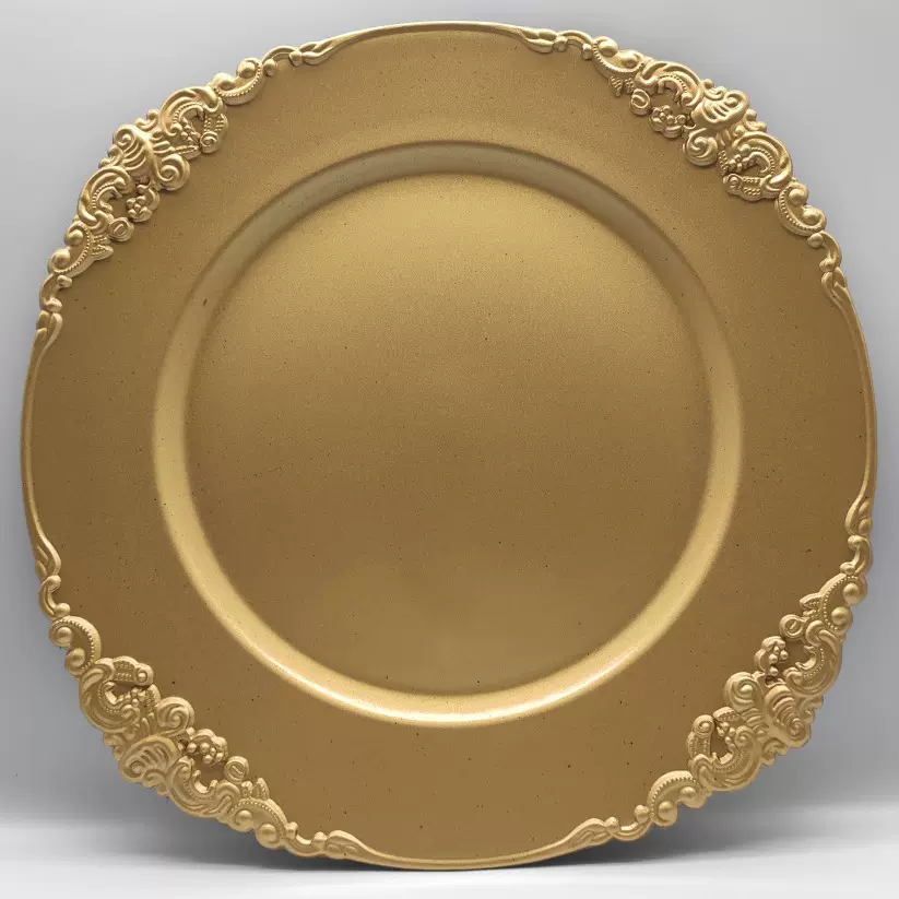 外贸批发婚礼酒店派对 龙头盘 一次性装饰塑料盘charger plate