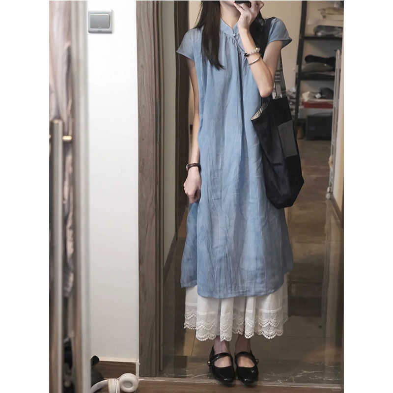 2026 Summer New Style Gentle Retro Artistic New Chinese Style Cool Zen-Inspired Loose Dress Set