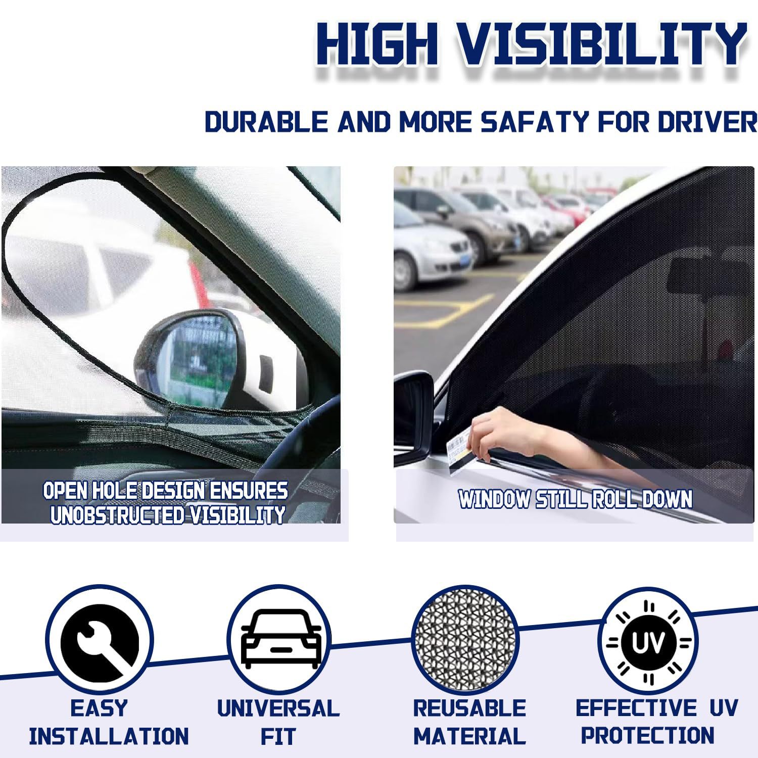 Universal Stretch Elastic Car Anti-Mosquito Curtain Sunshade Mesh Breathable Sun Protection and Heat Insulation Car Sunshade