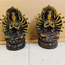批发黄铜精品仿古做旧   红铜鎏金 千手观音摆件  铜观音工艺品