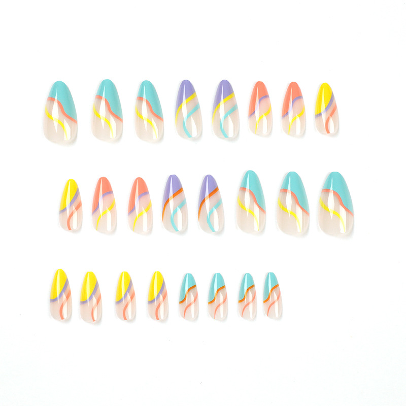 nail Nail Wear French Rainbow Line Patch Nail Wear Nail finish removable nail nail