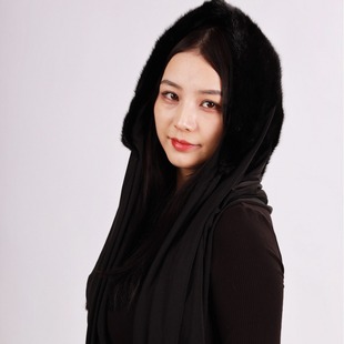 Mink fur solid color fur scarf hat integrated Korean style new warm Arab scarf ear protection ethnic style