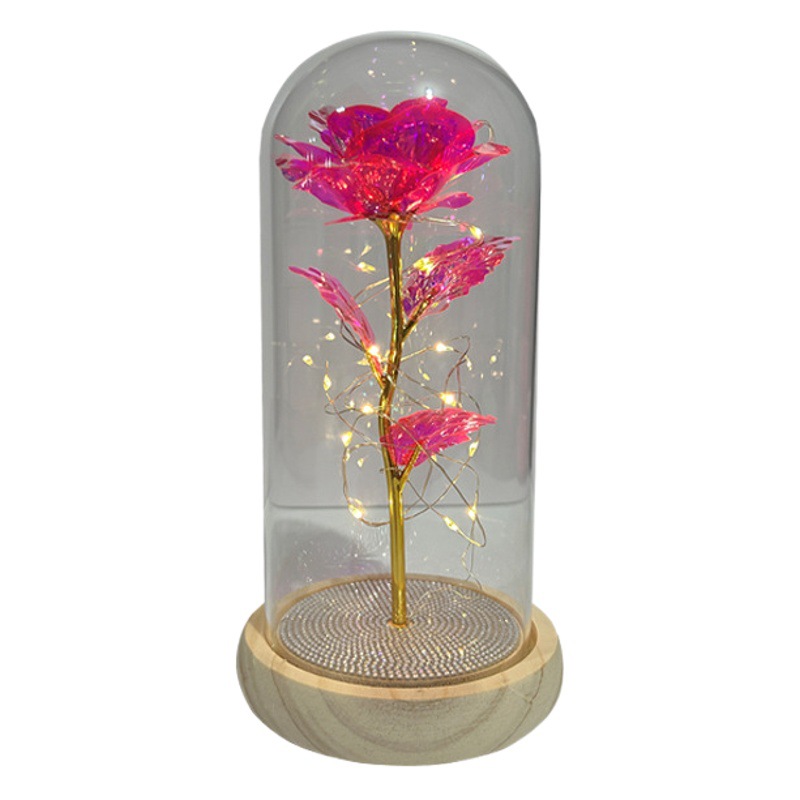 Adorno de cúpula de cristal con flor preservada, rosa seca en caja de regalo, regalo creativo para el Día de San Valentín, Navidad, para novia